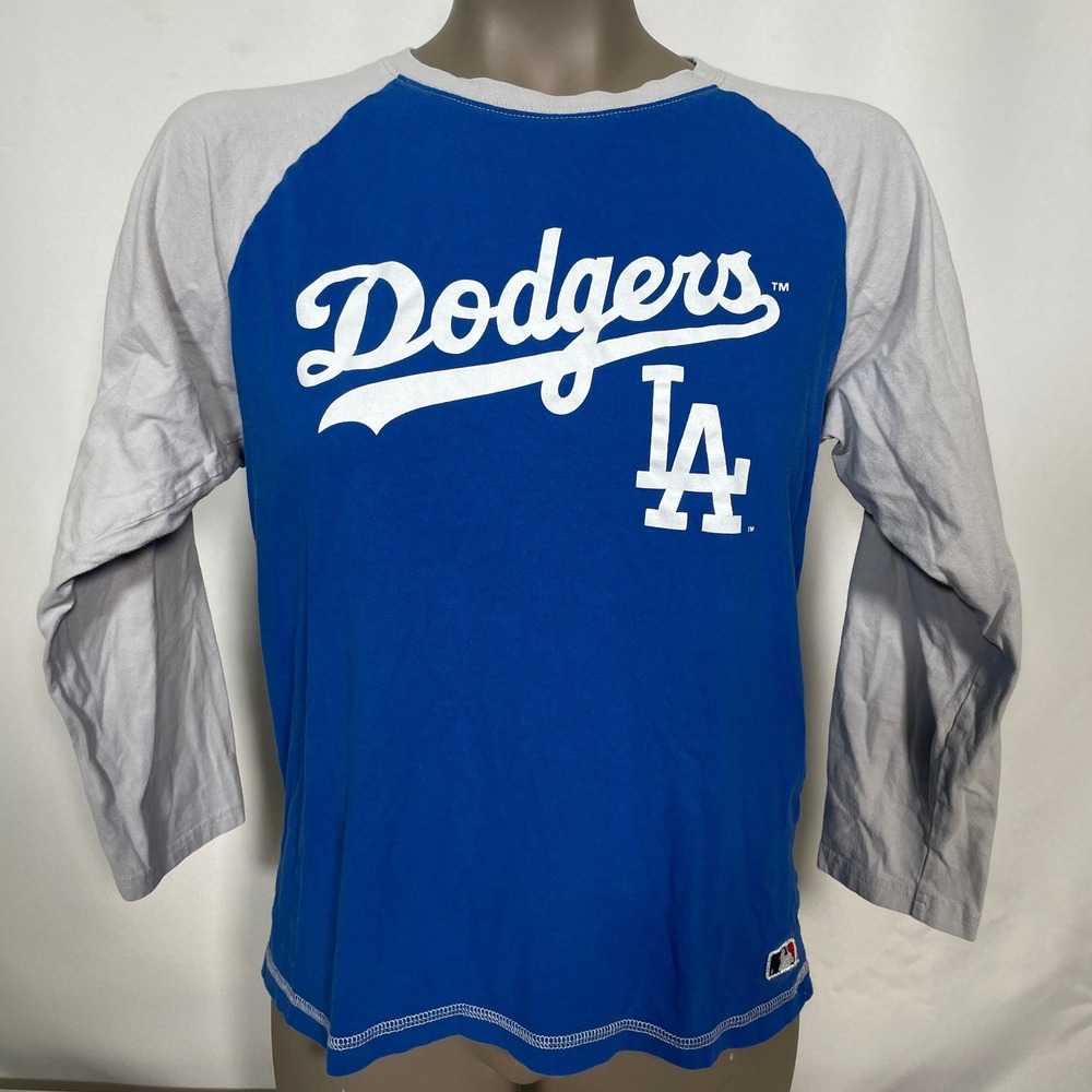 Los Angeles Dodgers MLB Blue Longsleeve Raglan Jersey Sleep Shirt Women's SMALL